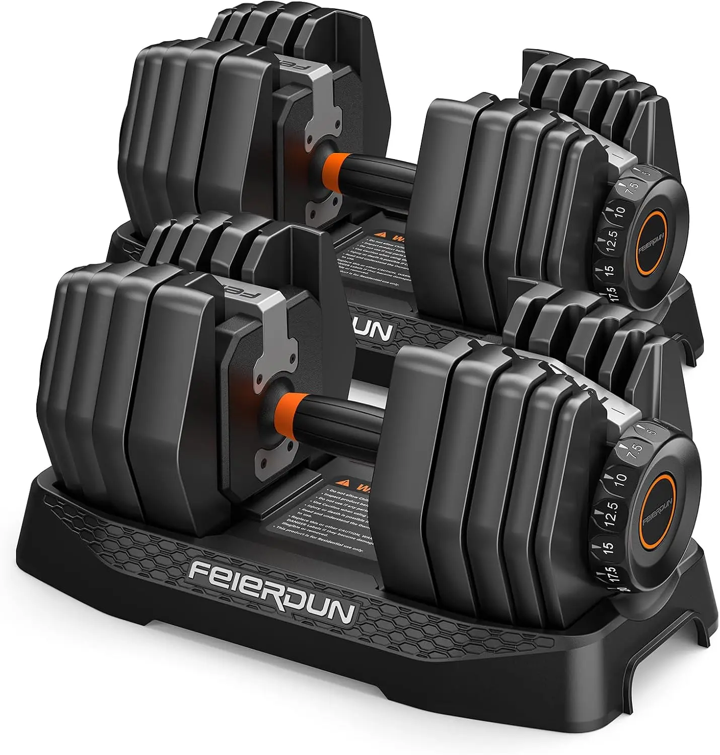 Adjustable Dumbbell With Storage Tray 15 Weight Options Rapid Switch Home Exercise Equipment