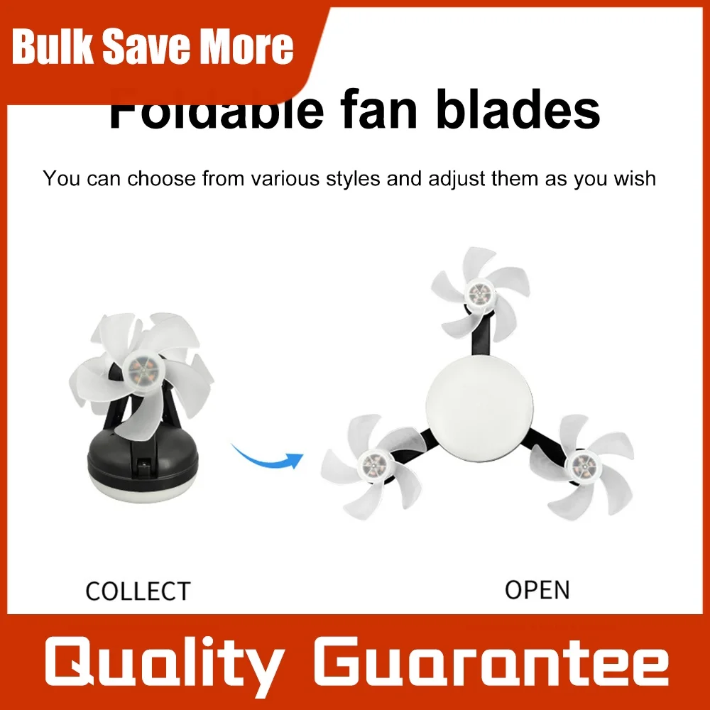 E27 Dimmable LED Socket Drone Fan Light 3-Speed Light Bulb Fans Screw In Ceiling Fan Lamp for Bedroom Kitchen Working Space