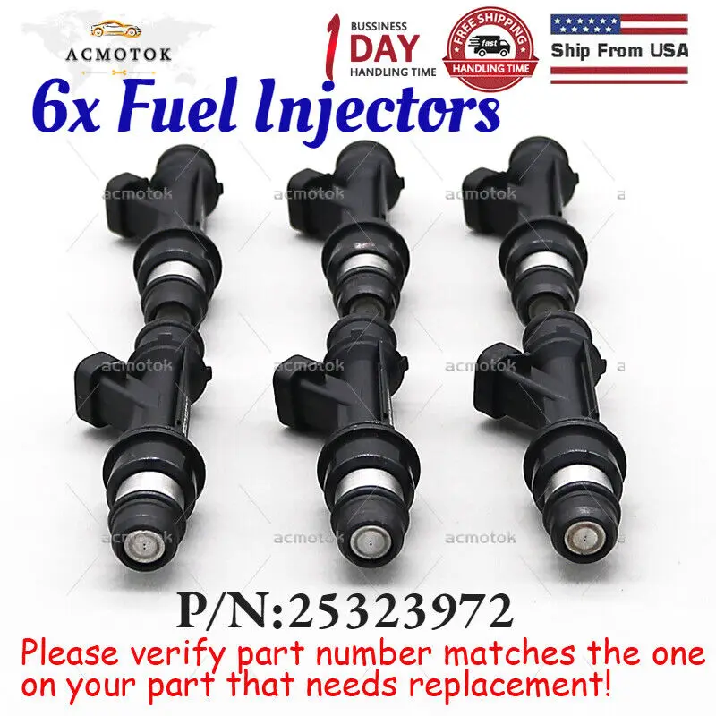 

New 6PCS Fuel Injectors For 01-05 Buick LeSabre Chevy Impala 3.8L V6 25323972