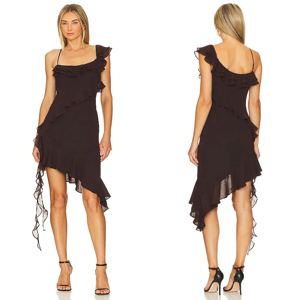 

Customized High Quality One Shoulder Knee Length Backless Black Tulle Strapless Sleeveless Evening Dresses Plus Size فساتين سهرة