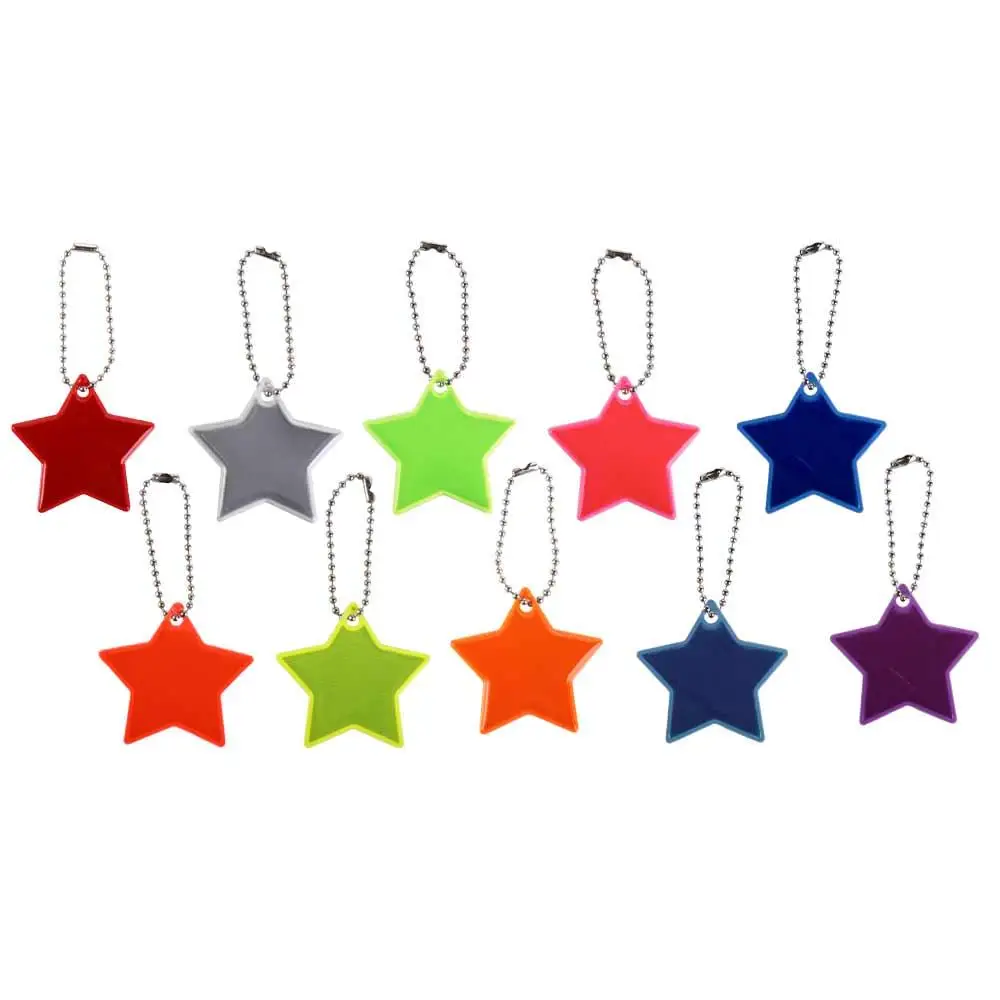 Colorful Star Reflective Keychain Bag Pendant Accessories Reflector Keyrings For Visible Safety Night Traffic Safety Reflector