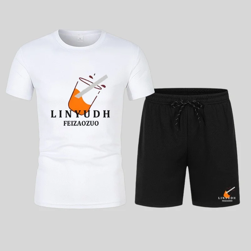 Best-selling summer men's suits, featuring letter-printed casual T-shirts and short-sleeved sporty outdoor sets