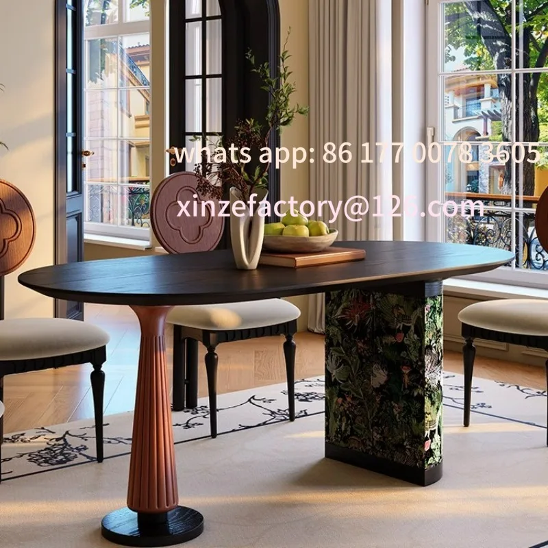 أثاث قابل للتخصيص طاولة طعام وكراسي من الخشب الصلب الفرنسي القديم مزيج من شقة صغيرة لغرفة المعيشة وطاولة طعام مضادة