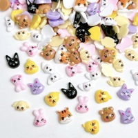 30PCS Creative Painted Kawaii Animal Series Nail Art Charms 3D Cartoon Rabbit Bear Tiger Resin Nail Decorations for DIY Manicure