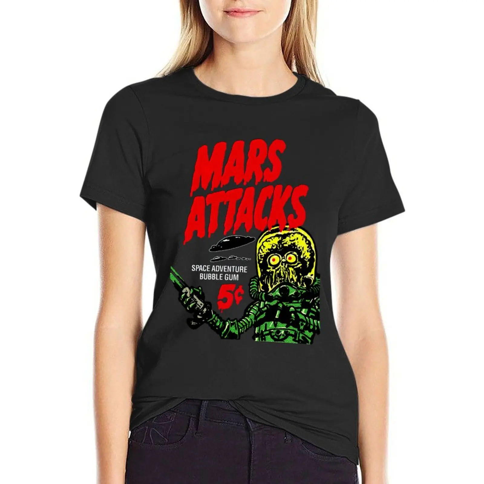 Mars Attacks Bubble Gum T-Shirt graphics summer top Women tops