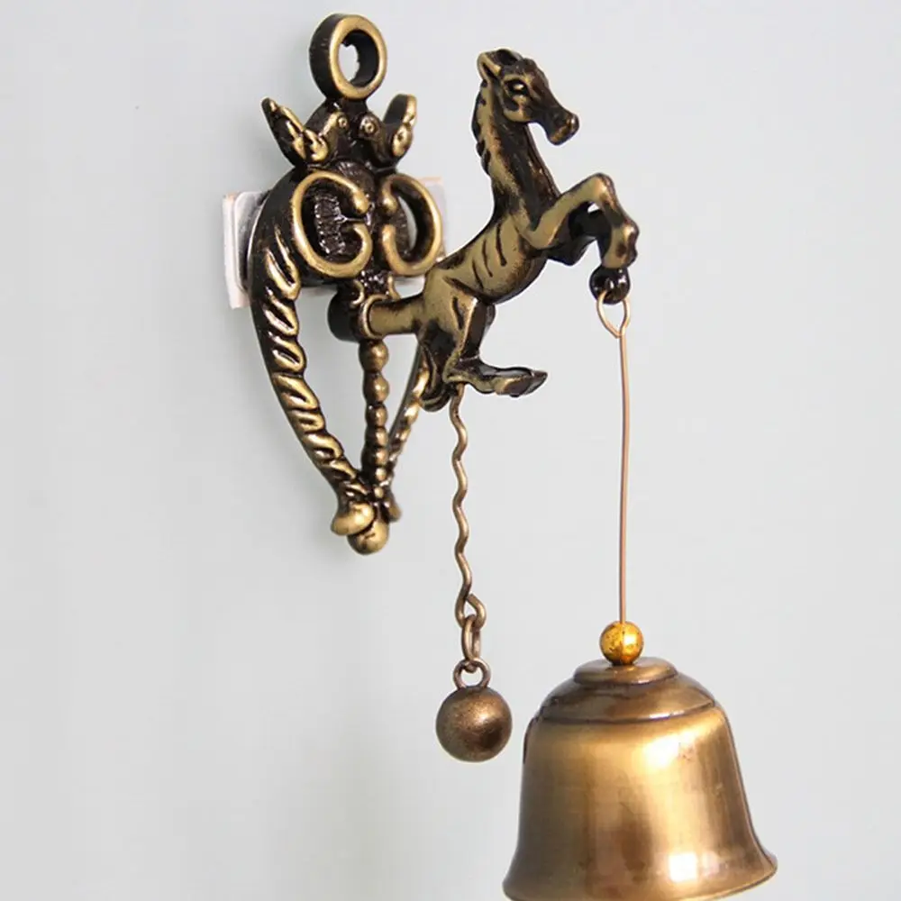 Vintage Metal Bell Door Shopkeeper Good Luck Knocker Windchime Wall Hanging Ornament for Room Garden Store Front Entrance Gift