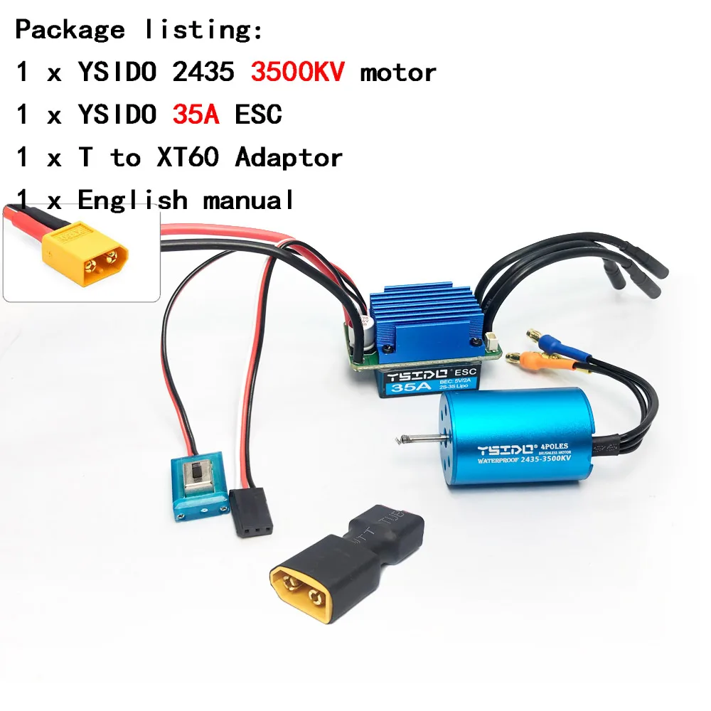 2435/2440/2838/2847 borstelloze motor 35A/45A ESC-combo voor Wltoys 124016   Remo Hobby XLH Timaya Redcat 1/12 1/14 1/16 RC Bootauto