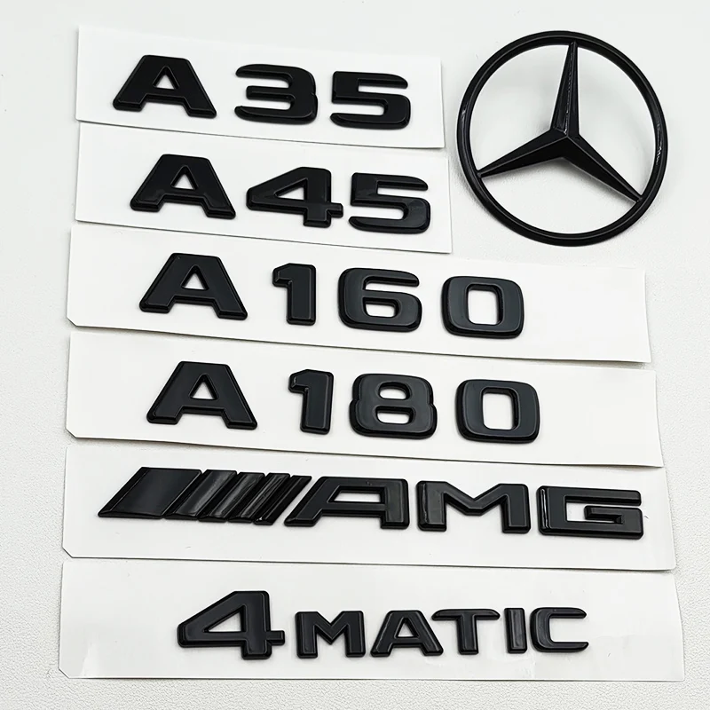 Insignia 3D ABS negra para coche, pegatina de estrella trasera, emblema AMG para Mercedes Benz W176 W177, A35, A45, A160, A180, A200, A250