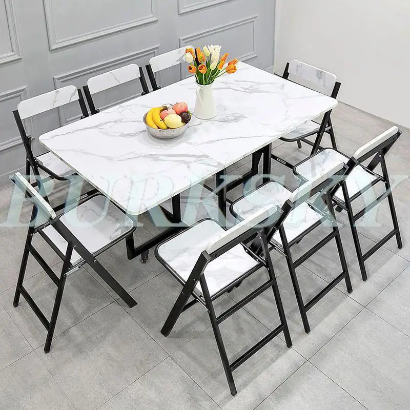 Folding Dining Table and Chair Set, Movable Dining Tables, Chair Set, Dining Room Furniture, Small Apartment, Living Room