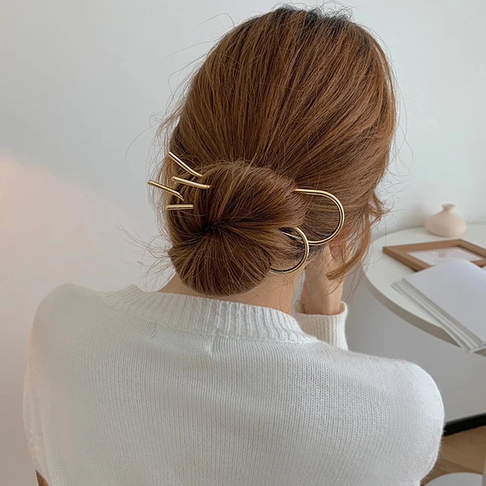 

4pcs U-Shaped Alloy Hairpins Simple Metal Headdress For Women Party Travel Daily Use Hair Styling Tools Alloy Hair Forks