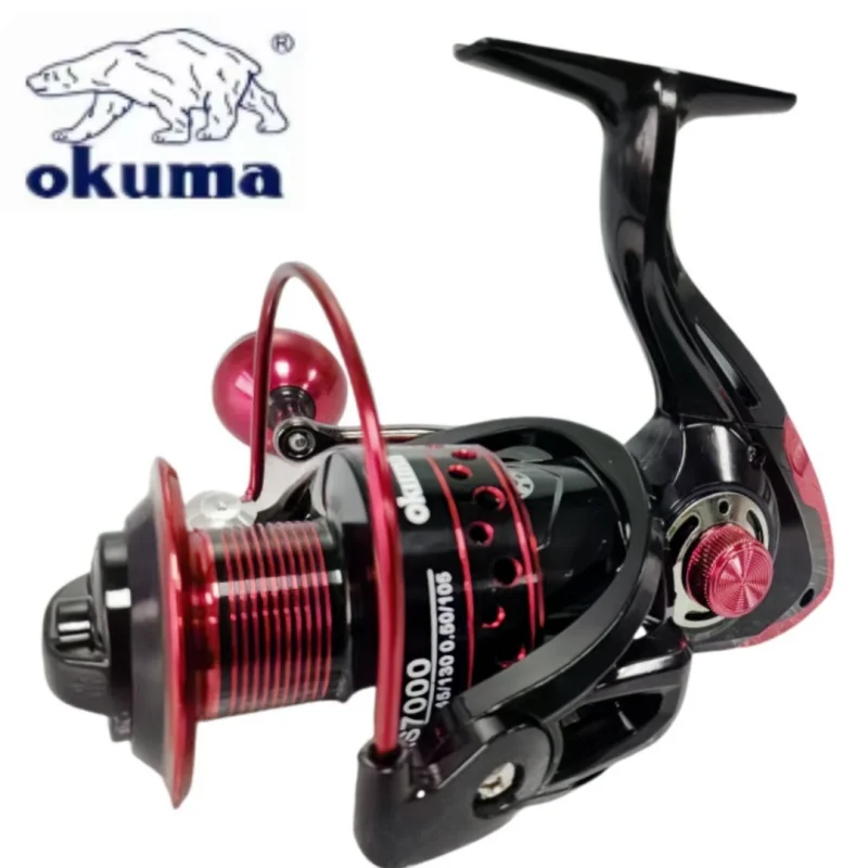 Okuma-Carrete giratorio, carrete de pesca totalmente metálico ultraligero, herramienta de pesca, 2000-7000 velocidades 5:2:1, fuerza de frenado máxima 18KG