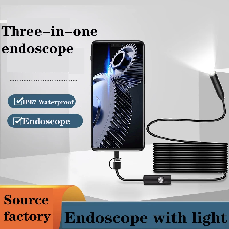 

480p high-definition waterproof endoscope three-in-one button is used for industrial pipeline inspection