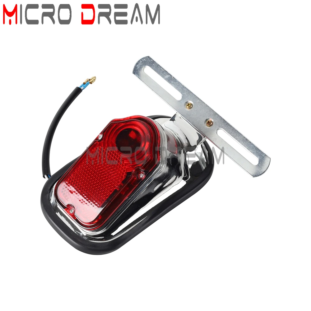 Universal Motorcycle Chrome Red Tombstone Tail Brake Light For Harley Chopper Bobber Custom Rear License Plate Fender Stop Lamp