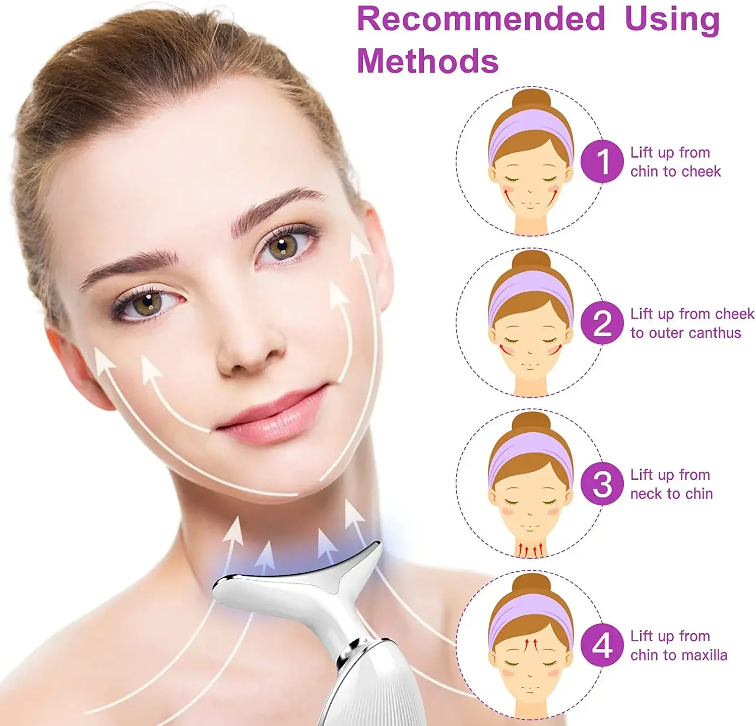 คอ Face Lifter EMS เครื่องนวดคอยกกระชับผิวหน้า Remover Double Therapy Anti Chin LED Photon ริ้วรอยกระชับอุปกรณ์