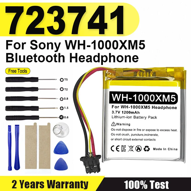 

battery 723741 NEW 1200mAh For Sony WH-1000XM5 Bluetooth Headphone Bateria + Free Tools
