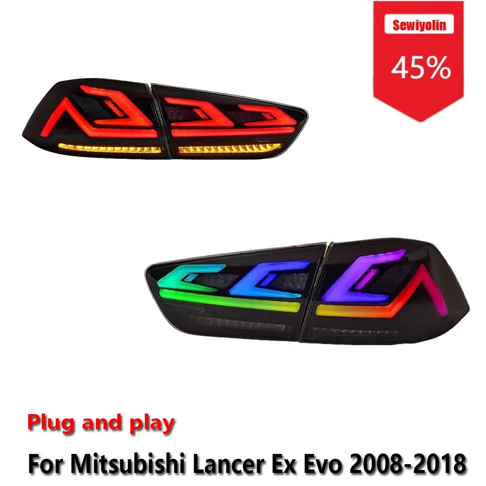 

Sewiyolin Car LED Tail Light Assemblies For Mitsubishi Lancer Ex Evo 2008-2018 Auto Fog DRL Brake Turn Signal Lamp Plug and Play