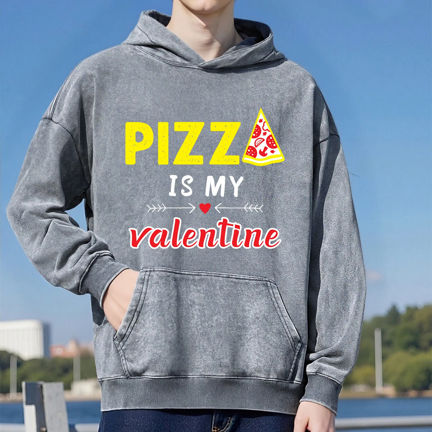 

Толстовка с капюшоном в стиле ретро для пиццы, унисекс, повседневный спортивный стиль, изготовленный из чистого хлопка, уличный стиль, 400 г