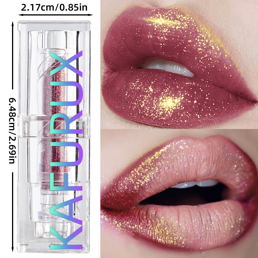グリッターリップスティック 3 色保湿レッドローズスパークリングシャインリップ高着色リップティント仕上げリップ韓国メイクアップギフト