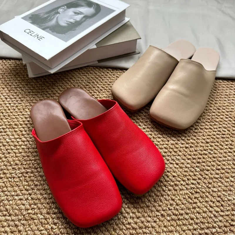 2024 New Flat Slippers Women's Leather Casual Wear Slippers Women's Fashion Home Slippers Women Slippers