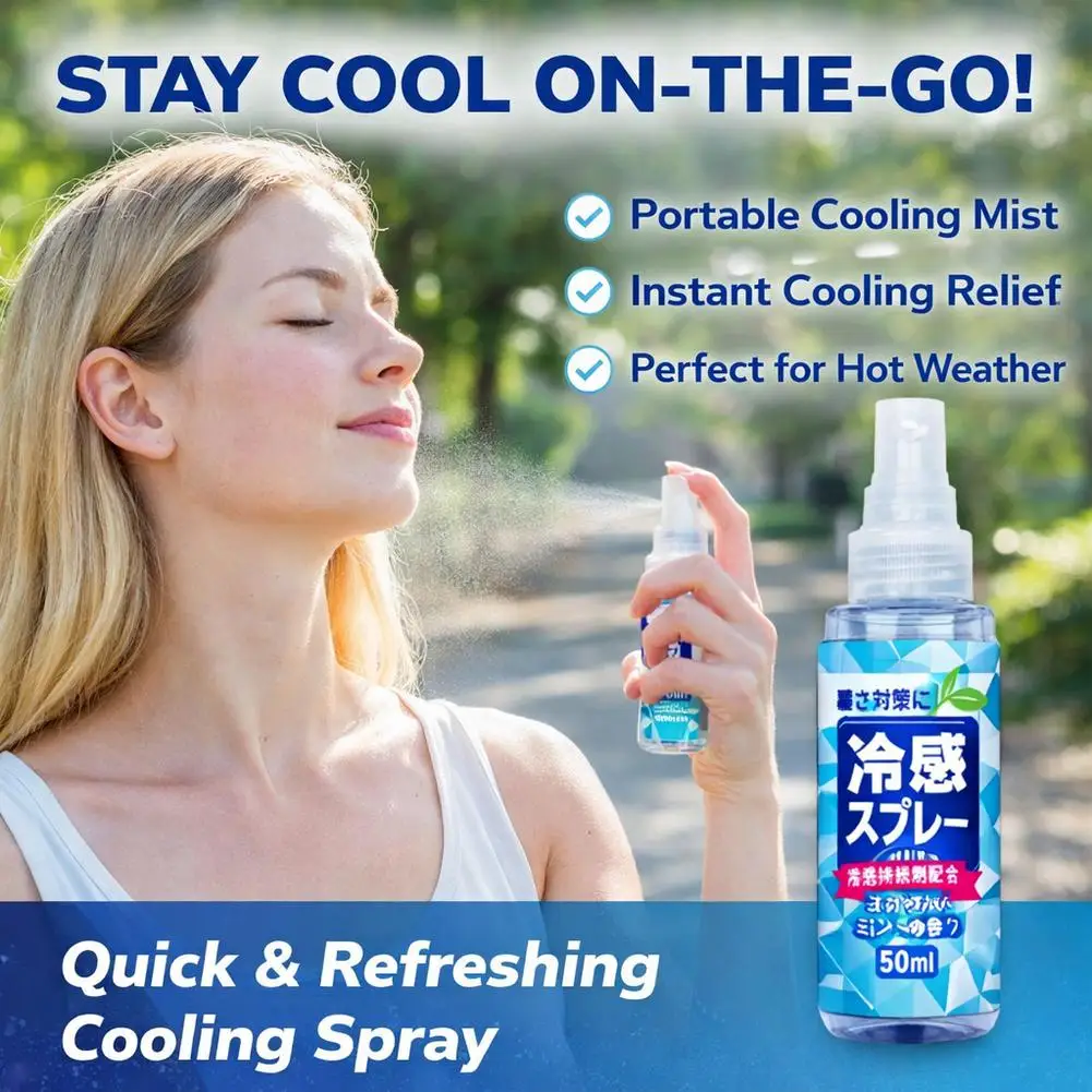 Spray refrescante, niebla fría instantánea, prevención de golpes de calor, agente refrescante, tamaño de bolsillo, para deportes al aire libre de verano, uso diario