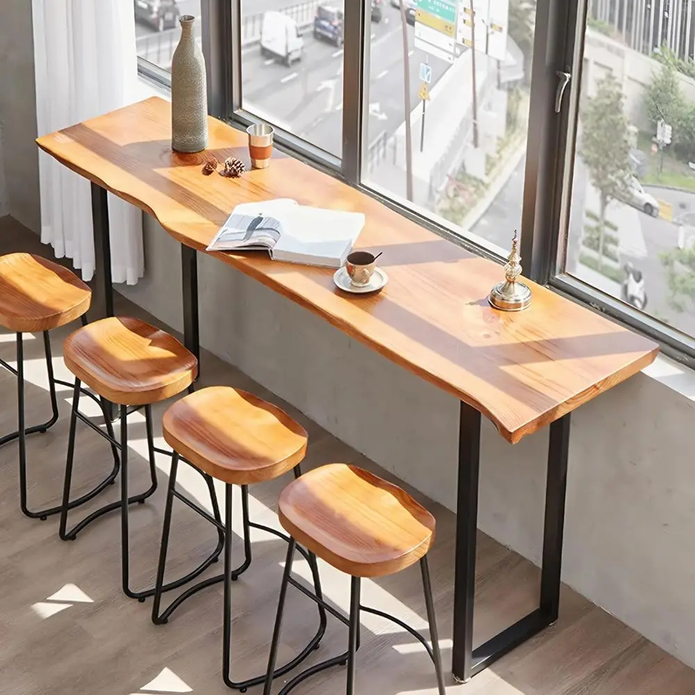 

Industrial Style 47.2 Counter Height Table with Metal Legs for Home Bar or Dining Area