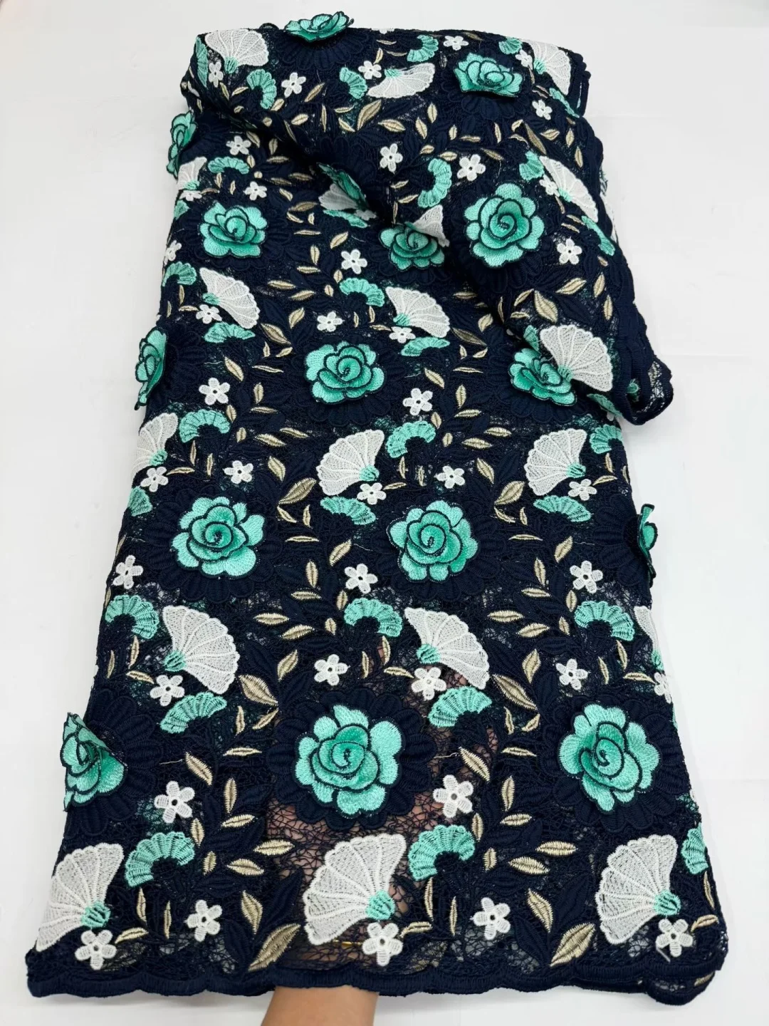 African Guipure Fabric 3D Embroidery Cord Lace Flower Luxury Water Soluble Traditional Senegal Clothing Fashionable Sewing