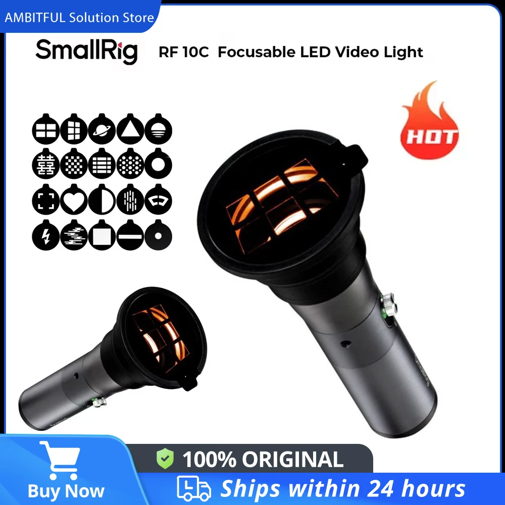 SmallRig RF 10C Portable Focusable LED Video Light with Over 20 Light Filters & Four-color LED Beads Adjustable Brightness -4634