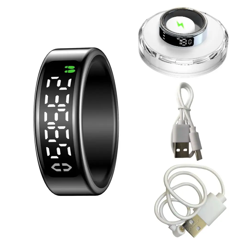 

Smart Ring with Display Screen Touch Wireless Charging Health Manager 5ATM Waterproof IP68 for Men Women