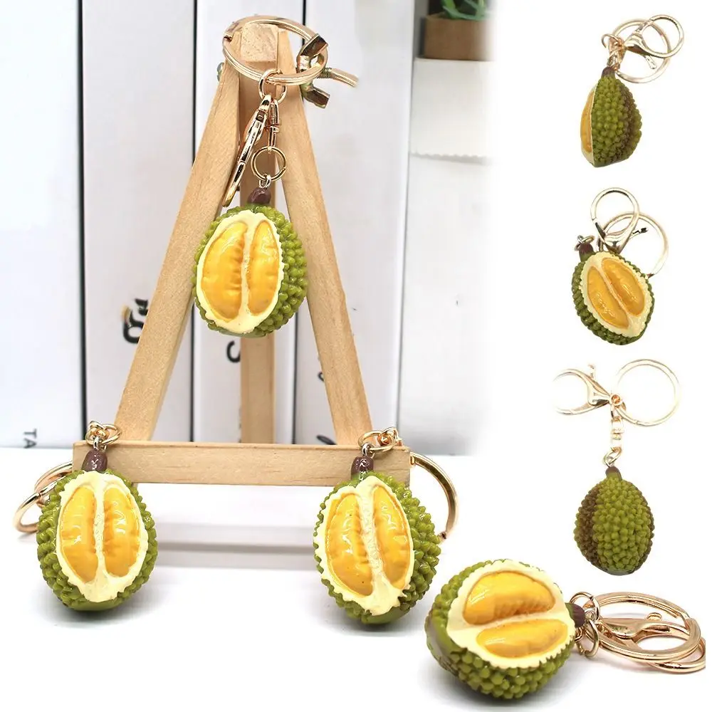 Durian Model Simulation Durian Keychain Bag Accessories Trinket Creative Durian Keyring Resin Cute SImitation Durian Key Chain