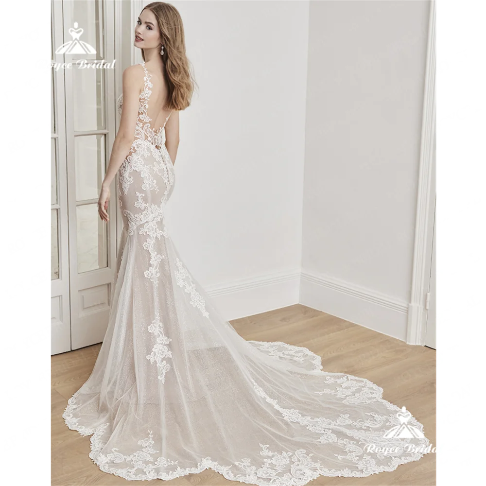 Roycebridal O Neck Sereia Vestido de Noiva 2025 Renda Tribunal Trem Vestido de Noiva с iyoдебное пла vauеmermaid vestido de casamento abiti da sposa