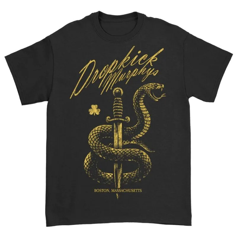 Camiseta Dropkick Murphys Boston Snake & Sword con estampado de banda de punk celta, camiseta 100% de algodón para fanáticos, unisex
