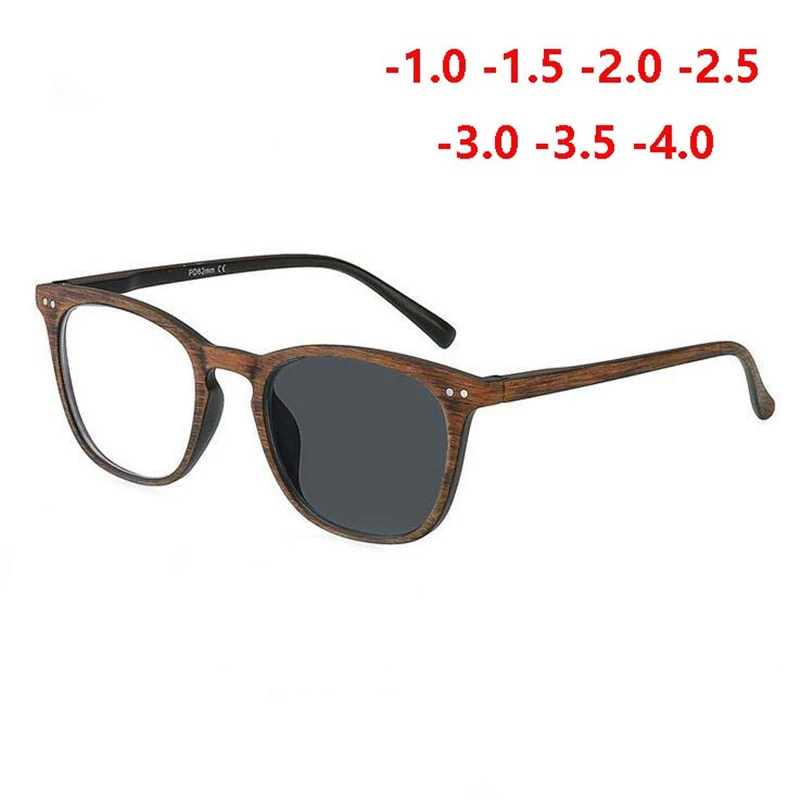 

Sun Photochromic Lenses Finished Myopia Glasses For Unisex Retro Wood Color Chameleon Nearsighted Eyewear 0 -1.0 -1.5 -To -4.0