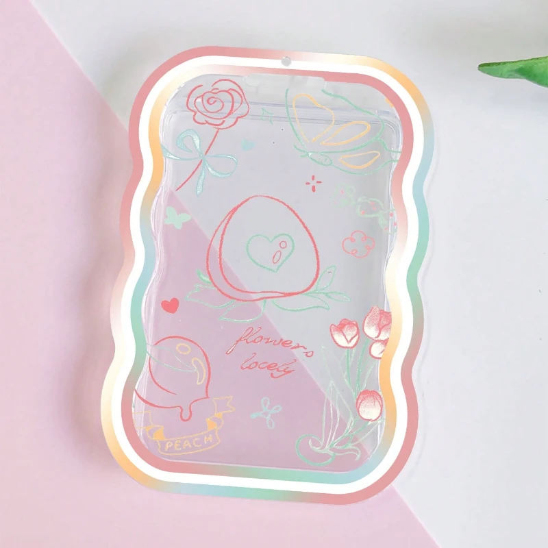 Porte-cartes transparent à motif de pêche, porte-cartes d'identité d'étudiant, porte-cartes K-pop, porte-cartes photo, porte-clés pendentif à ressort