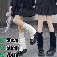 40-70cm Knitted Lolita Leg Warmers for Women Long Sockings Winter Wool Foot Cover Arm Warmer Y2K Crochet Heap Socks Boot Cuffs