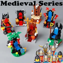 MOC Medieval Military King Throne Building Blocks Castle Army Knights Soldier Figures Skeleton Helmet Sword Weapons Bricks Toys