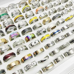 20/50pcs/Lot Wholesale Mix Style Rock Stainless Steel Finger Rings for Women Male Fashion Party Bar Punk Decorate Jewelry Gifts