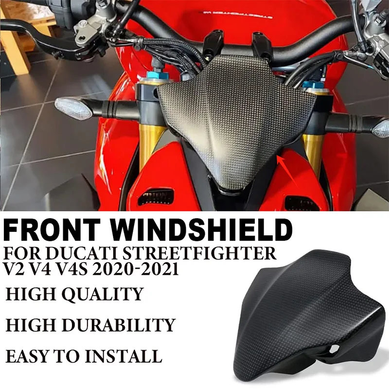 

Motorcycle Carbon Fiber Front Windshield Wind Visor For DUCATI Streetfighter V2 V4 V4S 2020 2021