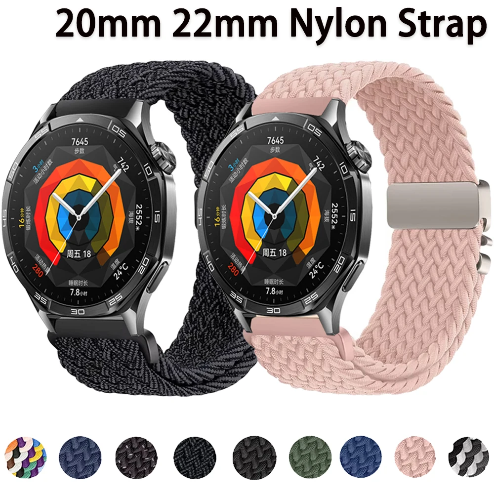 

Нейлоновый ремешок 22 мм 20 мм для Huawei Watch 5 GT6-5-4/GT6-5 Pro, 46 мм, браслет с пряжкой с парашютом для Amazfit Active 2/GTS/GTR/Bip 6 5