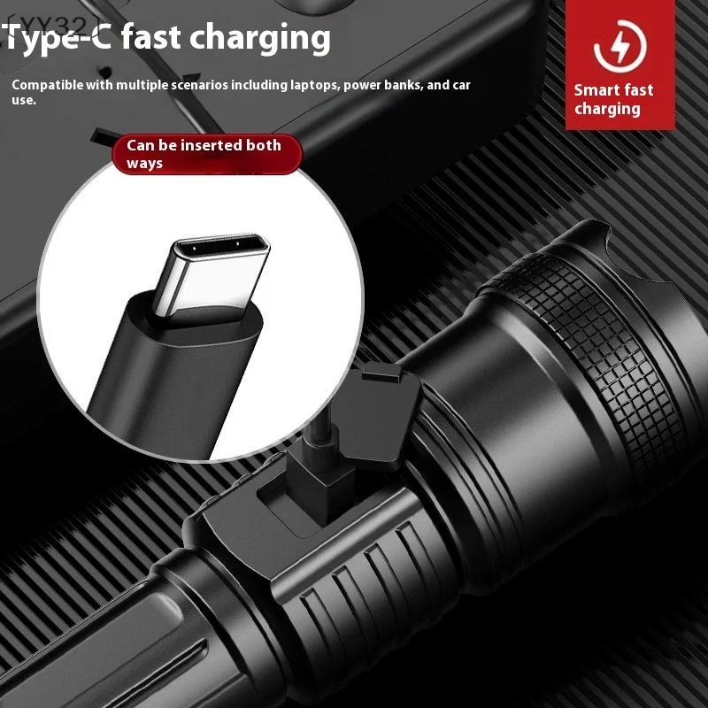 〔YY32〕Ultra-High Power Flashlight Digital Electronic Display Waterproof Torch Zoom Hand Light Outdoor Camping Lantern