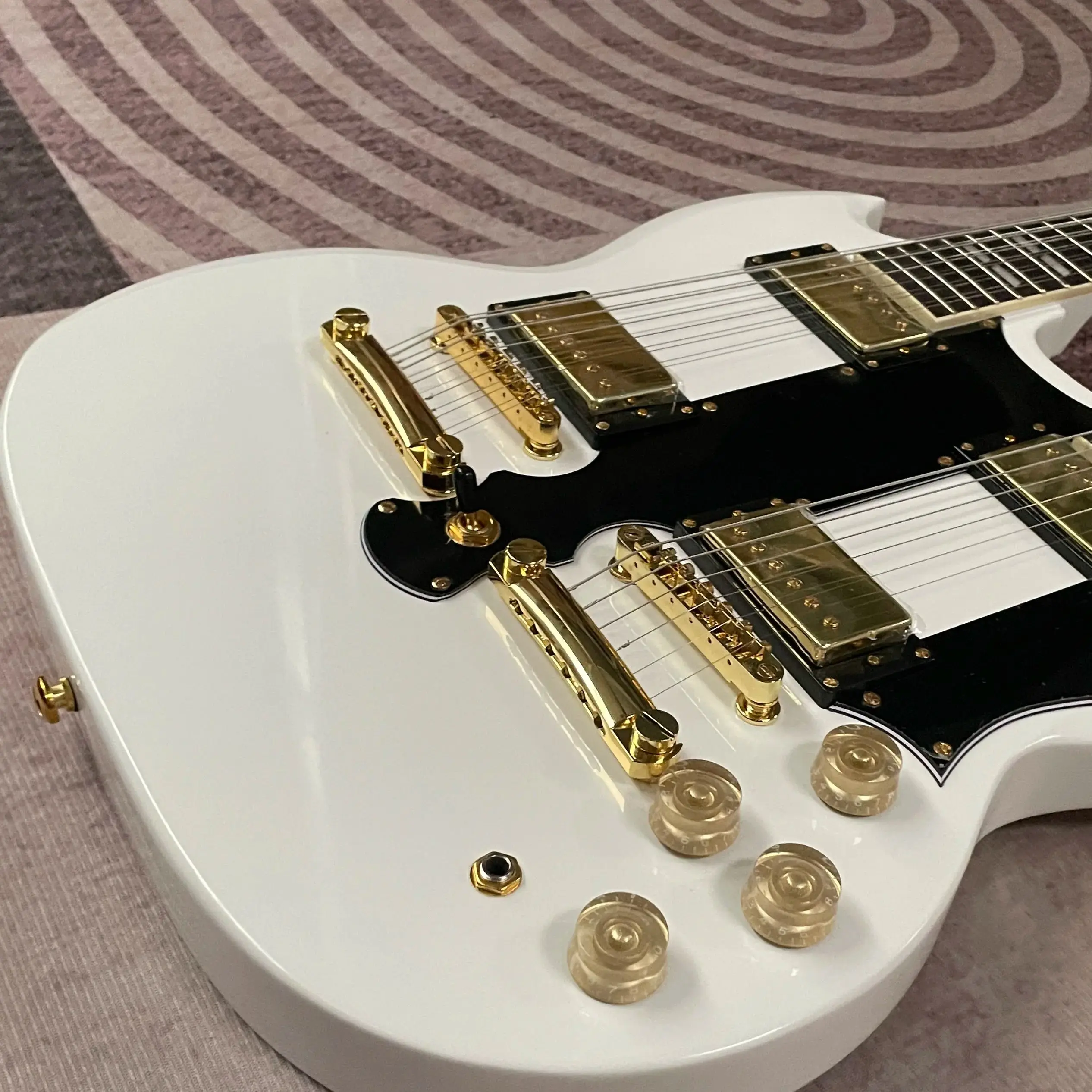 White Double Neck SG Electric Guitar Custom Brand 12+6S HH Gold Hardware Fast Ship