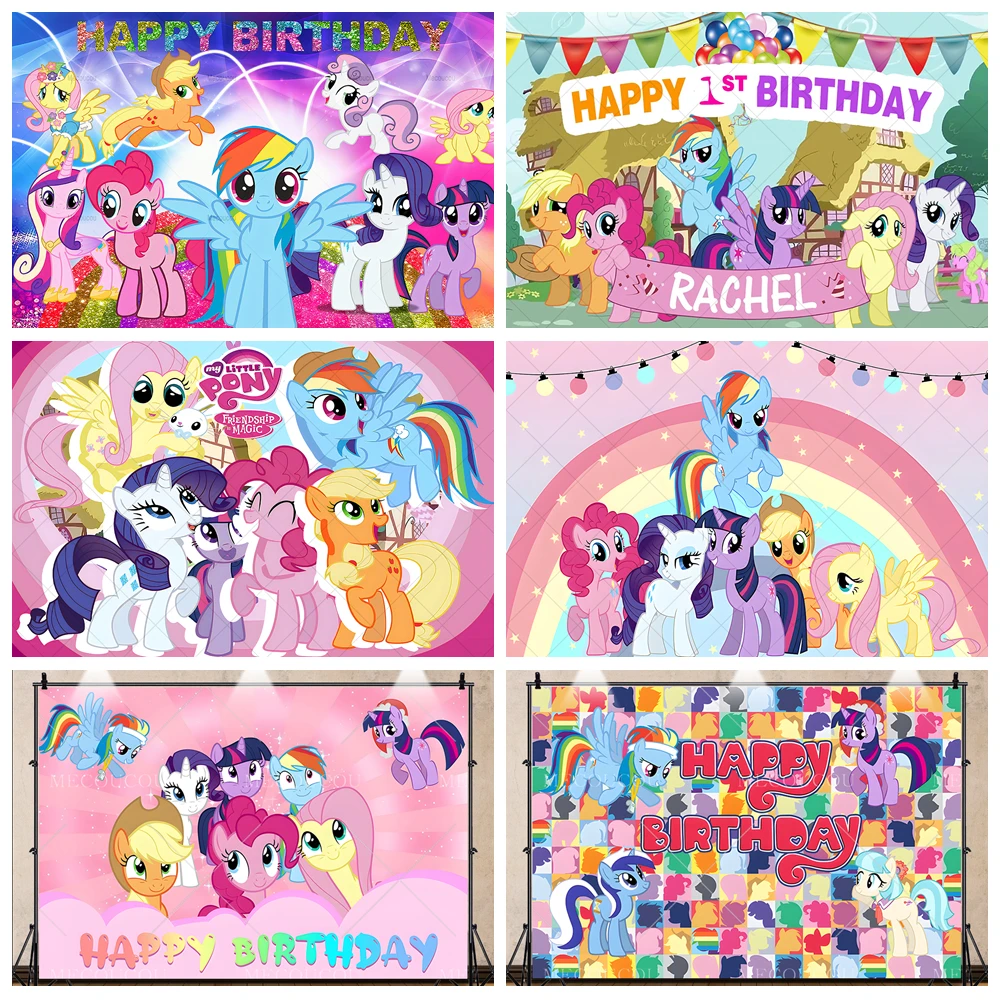 

My Little Pony Photography Background Custom Unicorn Rainbow Horse Friendship Girl Birthday Party Baby Shower Room Decor Poster