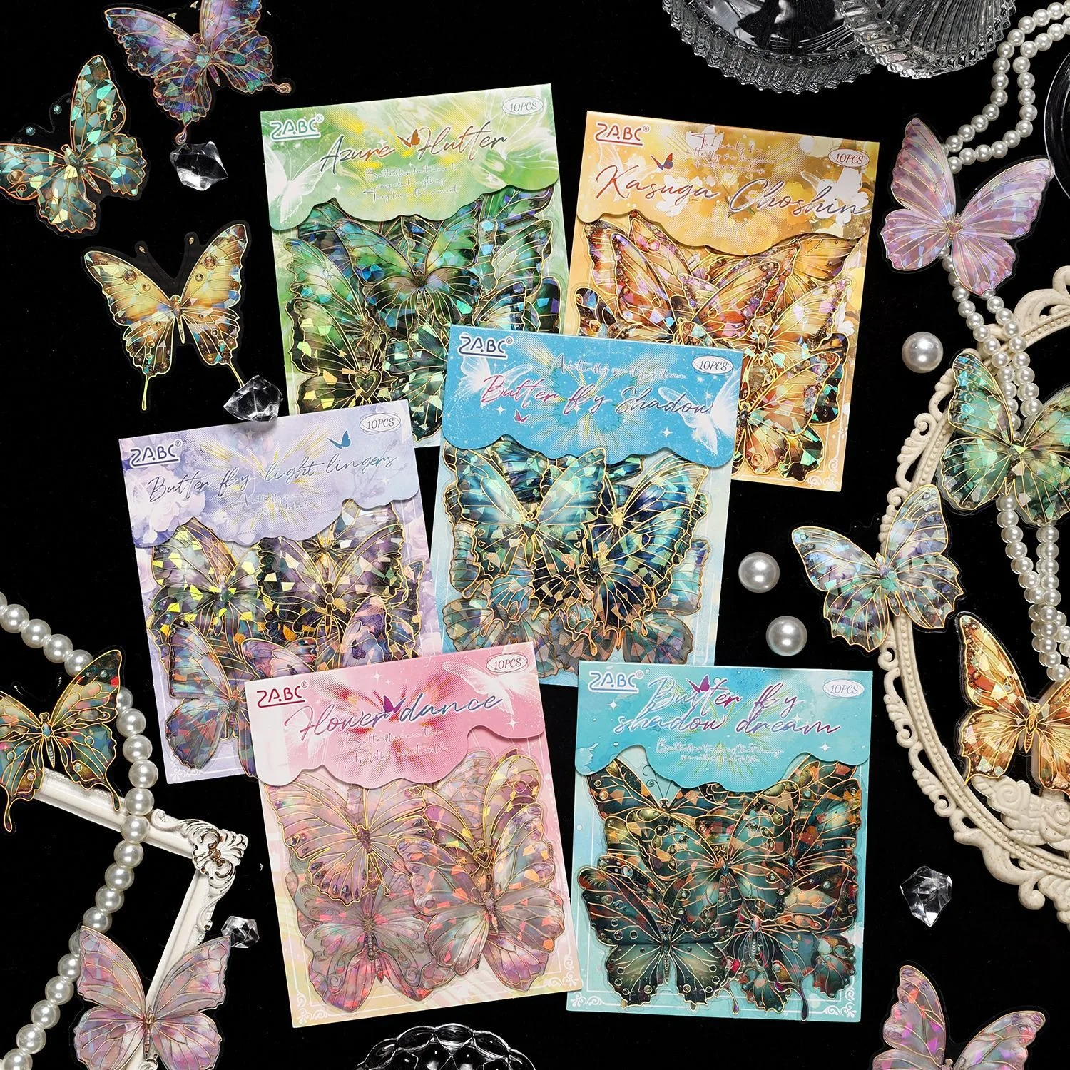 Vintage Embossed Foil Wing Sticker Pack, Nature Theme for Handmade Journals, Cross-Border Craft Material Set