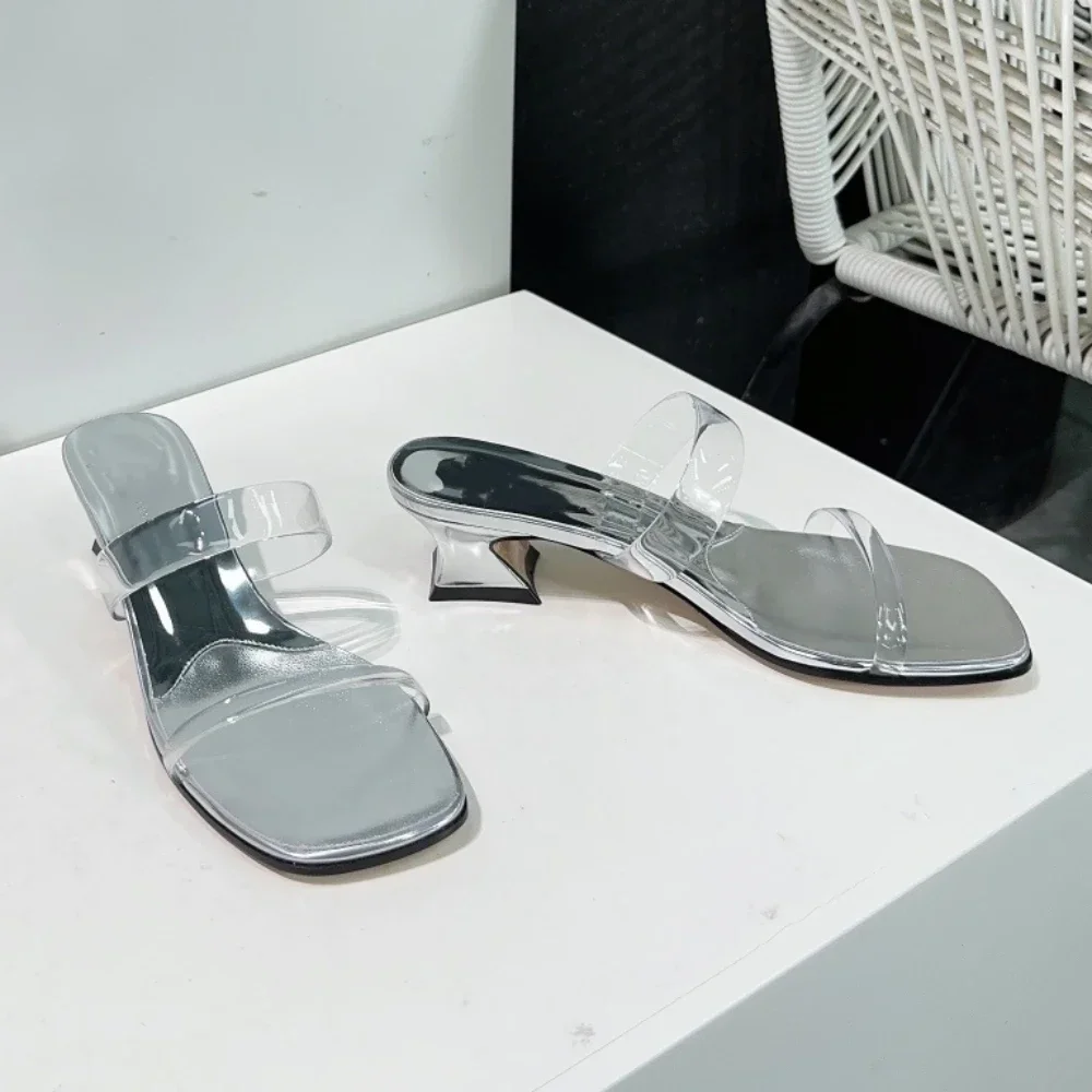 

European and American style summer new luxury women's fashion sandals transparent high heeled slippers for women slippers sandal