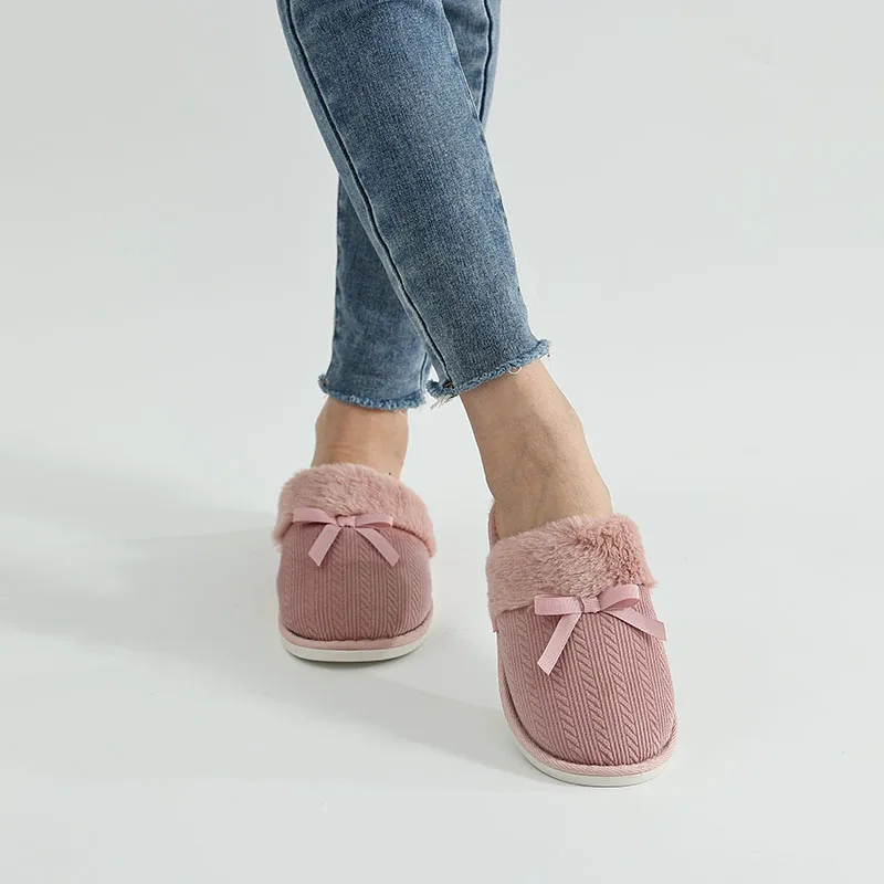 Goosecret Women's Winter House Cotton Slippers Fur Fluffy Indoor Warm Slides Soft Comfort Plush Flat Shoes Casual Bedroom Slides