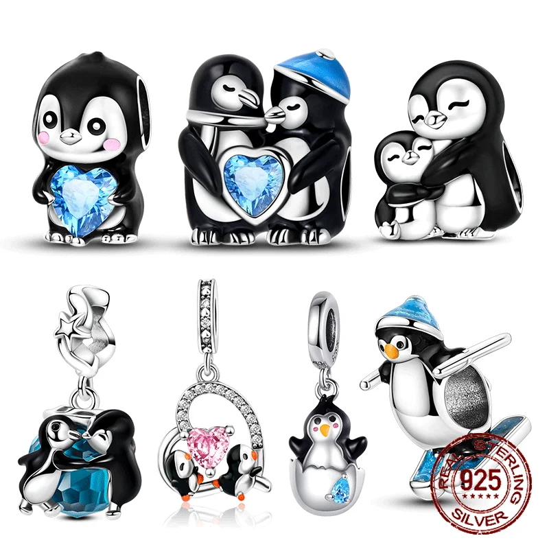

Family Charm Silver 925 Beads Adorable Penguin Baby Fit Bracelet Charms DIY Original Fashion Pendants for Jewelry Maing