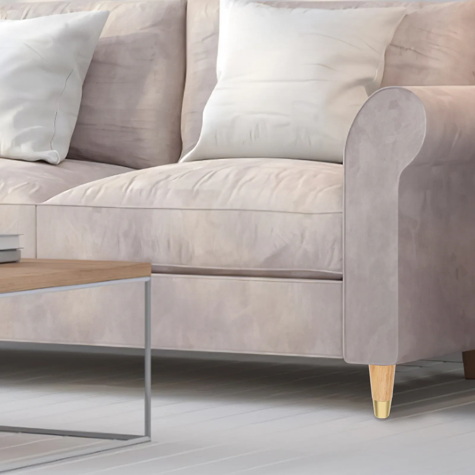 4Pcs Furniture Legs Support Solid Natural Wood Round Replacement Sofa Cabinet Bed Dresser Table Feet Accessories