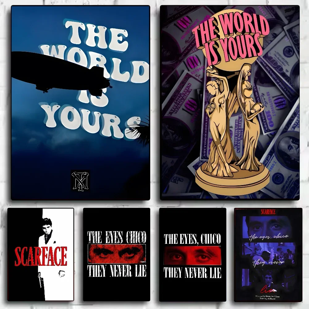 Classic Movie S-Scarface Retro Poster HD art sticky wall waterproof home living room bedroom bar aesthetic decoration