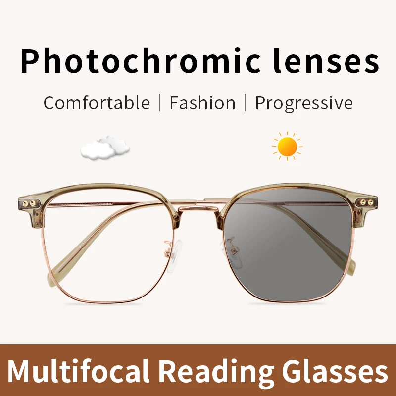 

Photochromic Multifocal Reading Glasses Lightweight Transition Sunglasses Man Woman Readers, Intelligent Progressive Hot Fashion