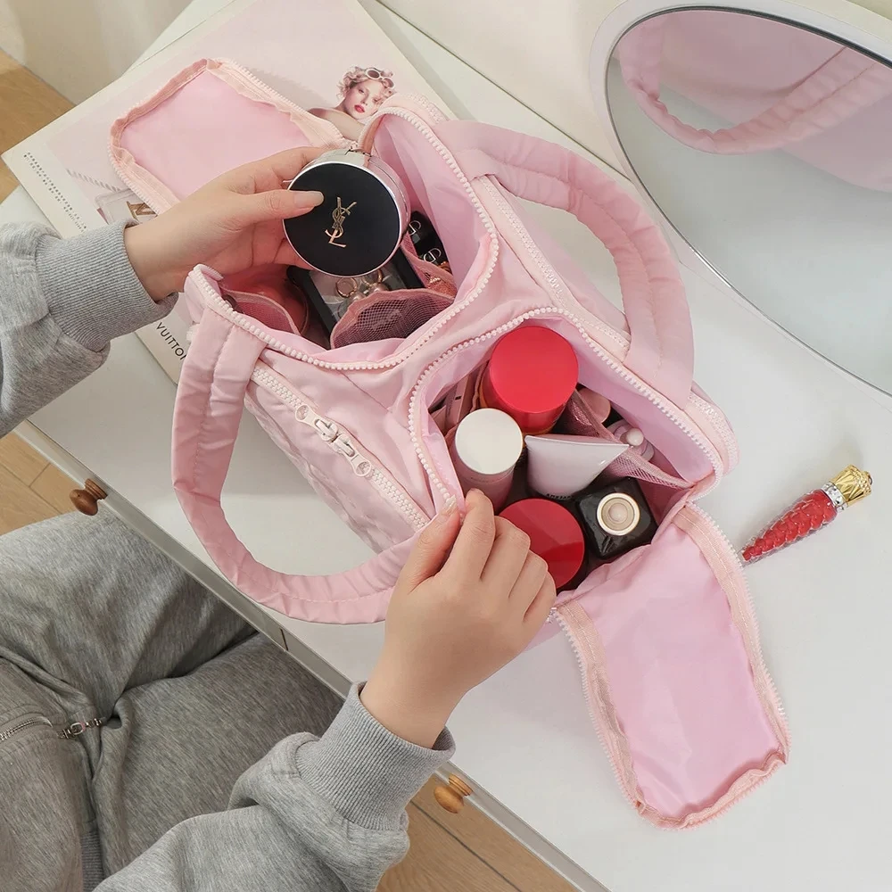 2026Multi Pockets Cosmetic Bag Female Travel Wash Handbag Bathroom Partition Shower Makeup Pouch Waterproof Toiletries Organizer