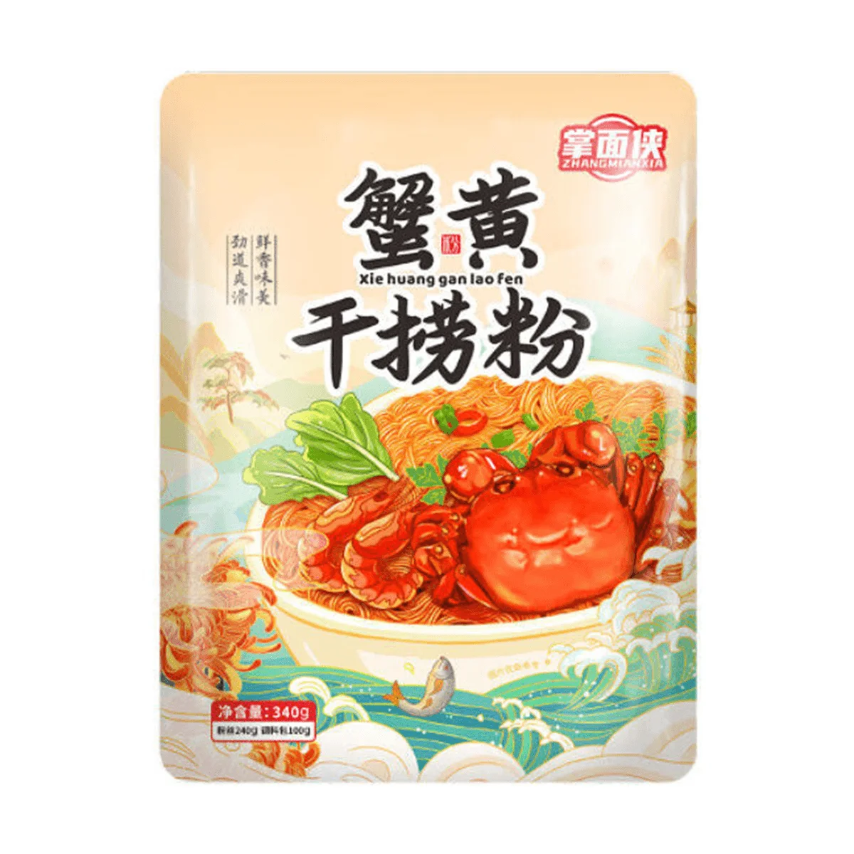 Crab Roll Arroz Noodles, Seco, Jogado, ZMX, 6 Pacotes, 12 oz